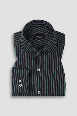 Teal Green and Grey Striped Shirt