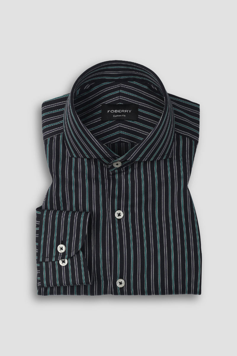 Teal Green and Grey Striped Shirt