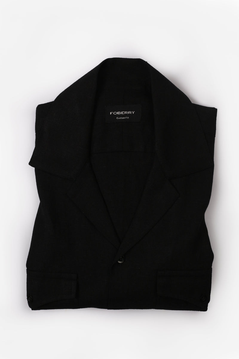 Black  Linen - Safari Shirt - Foberry USA