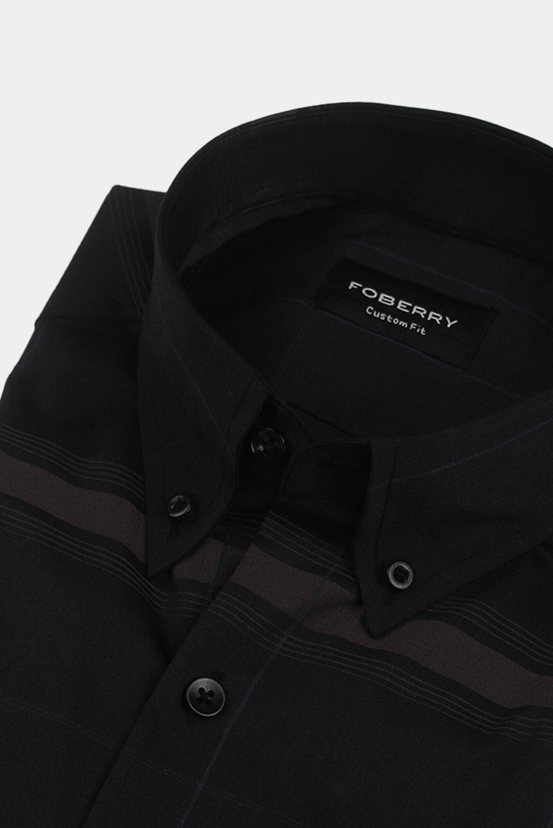 Multi Pencil Horizontal Striped On Blue Shirt