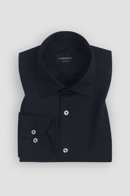 Soft Navy Blue Twill 2 Ply Cotton Shirt