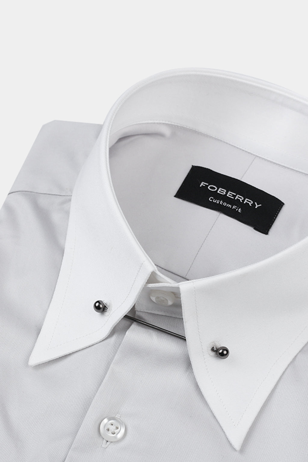 Ash Grey Egyptian Poplin Pin Collar Shirt