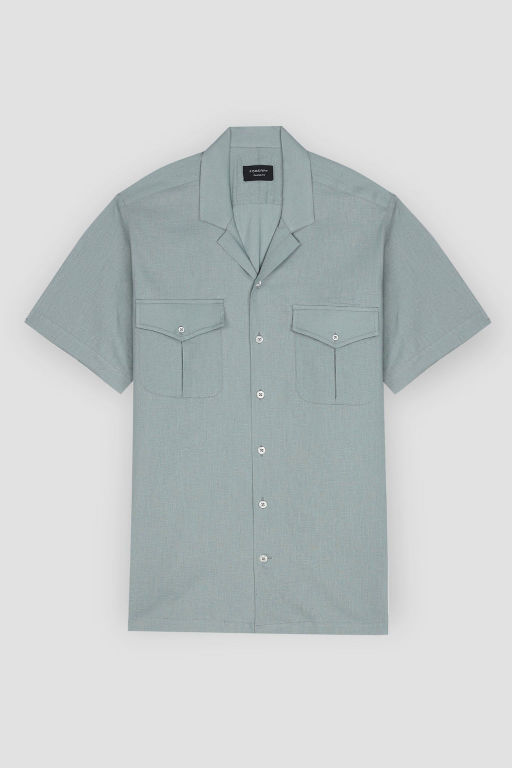 Aqua Grey Linen Safari Shirt