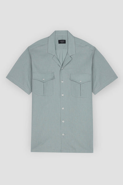 Aqua Grey Linen Safari Shirt