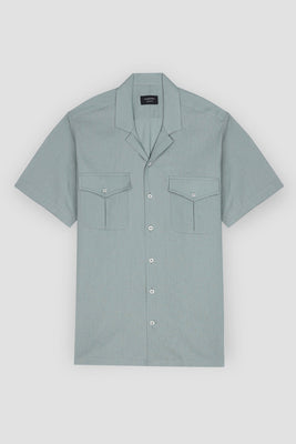 Aqua Grey Linen Safari Shirt