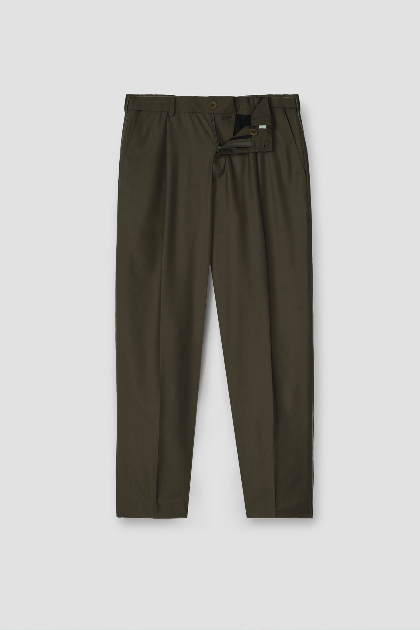 Olive Brown Tropical Wool Blended Dress Pant