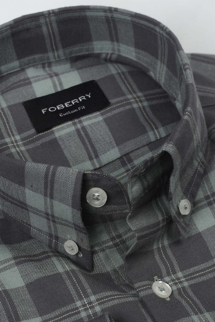 Sea Green Tartan Winter Flannel Shirt