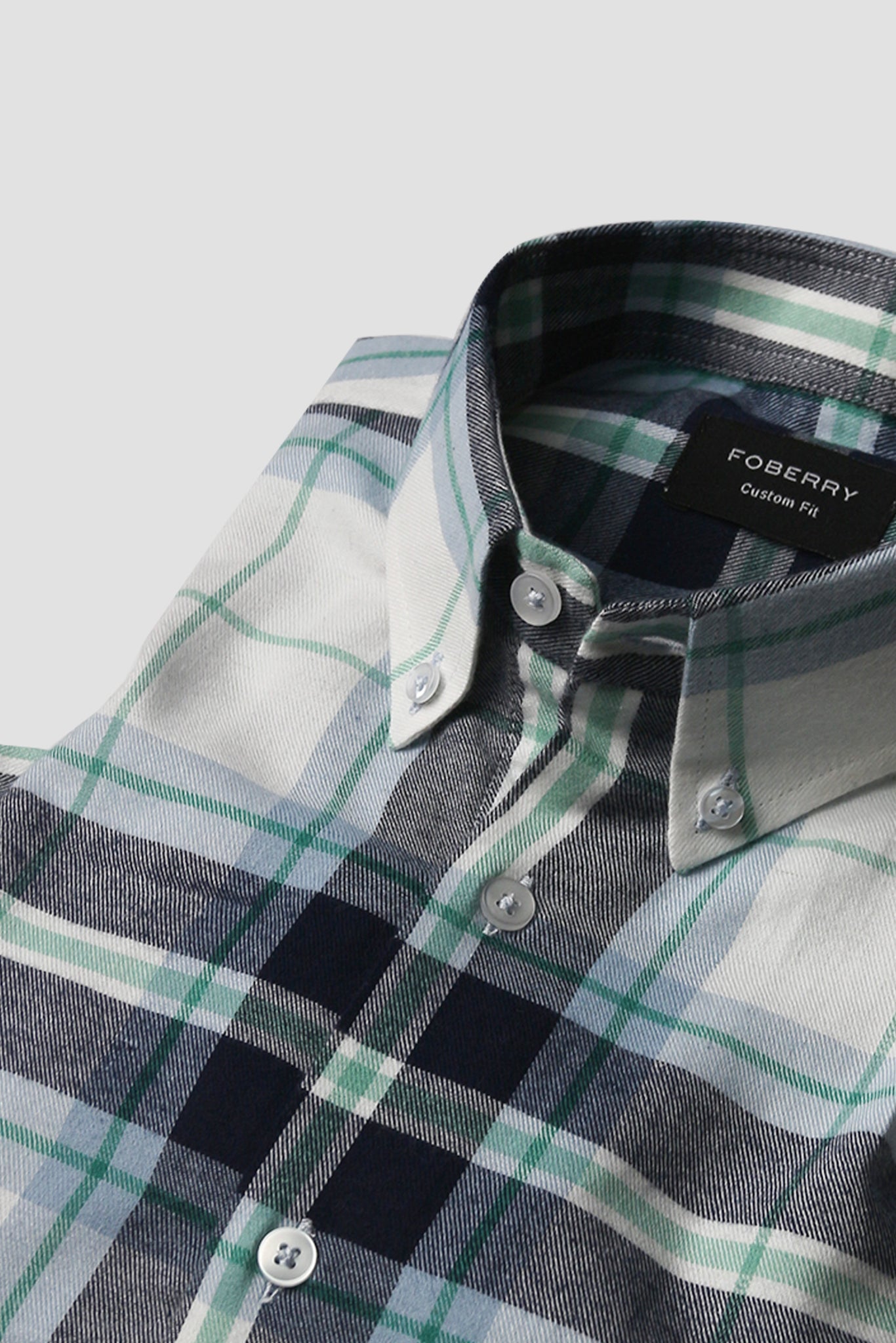 Blue Green Plaid Winter Flannel Shirt - Foberry USA