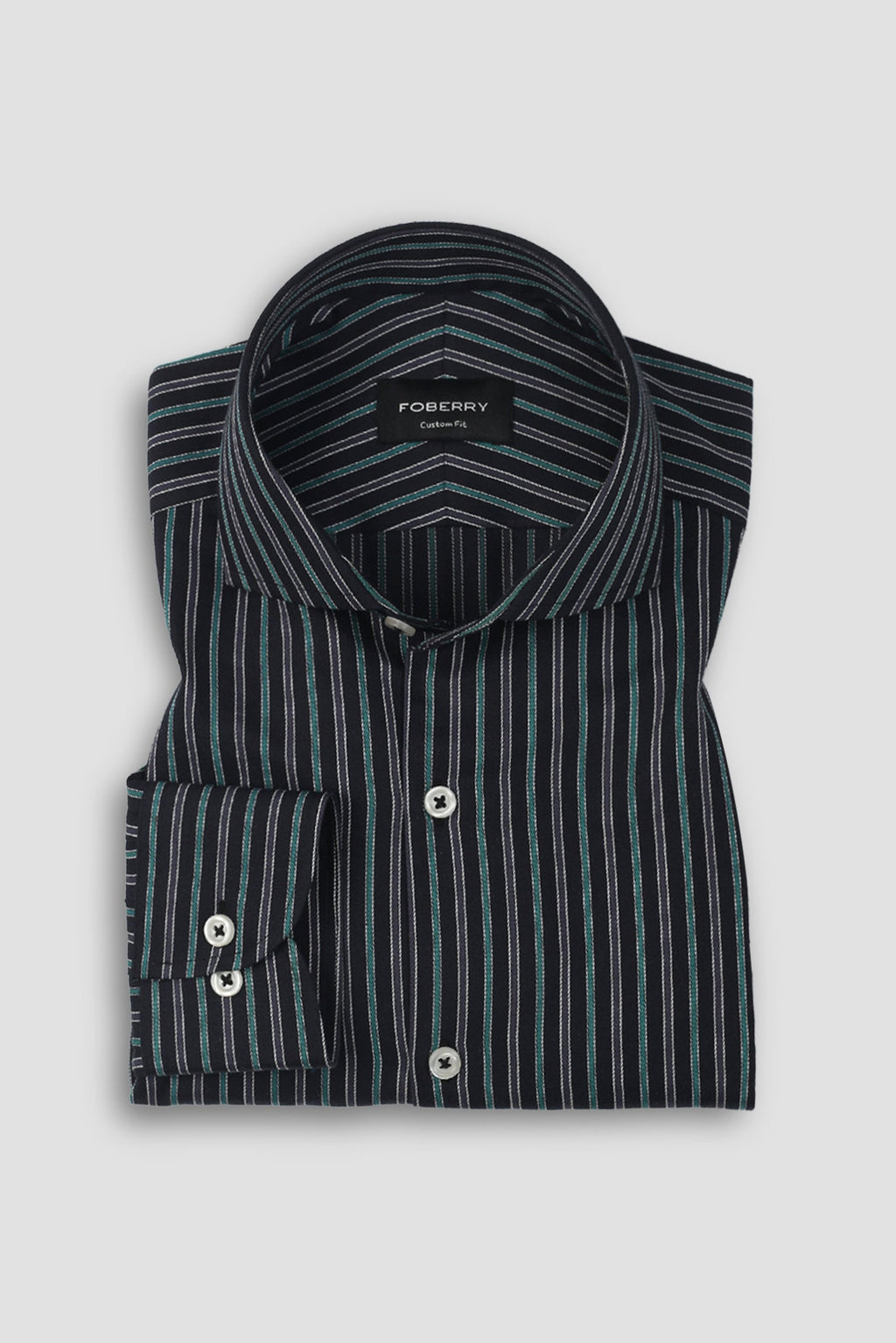 Teal Green and Grey Striped Shirt