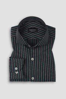 Teal Green and Grey Striped Shirt