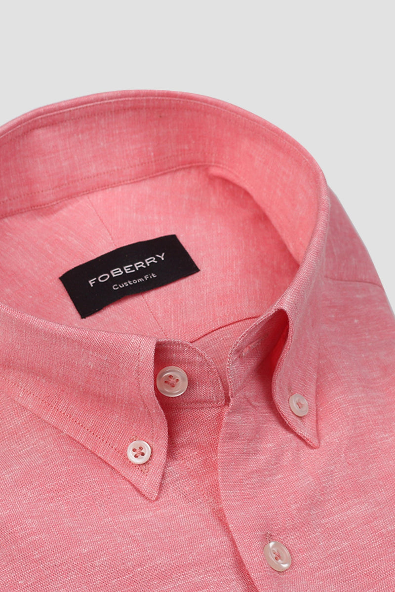 Salmon Pink Irish Linen Shirt