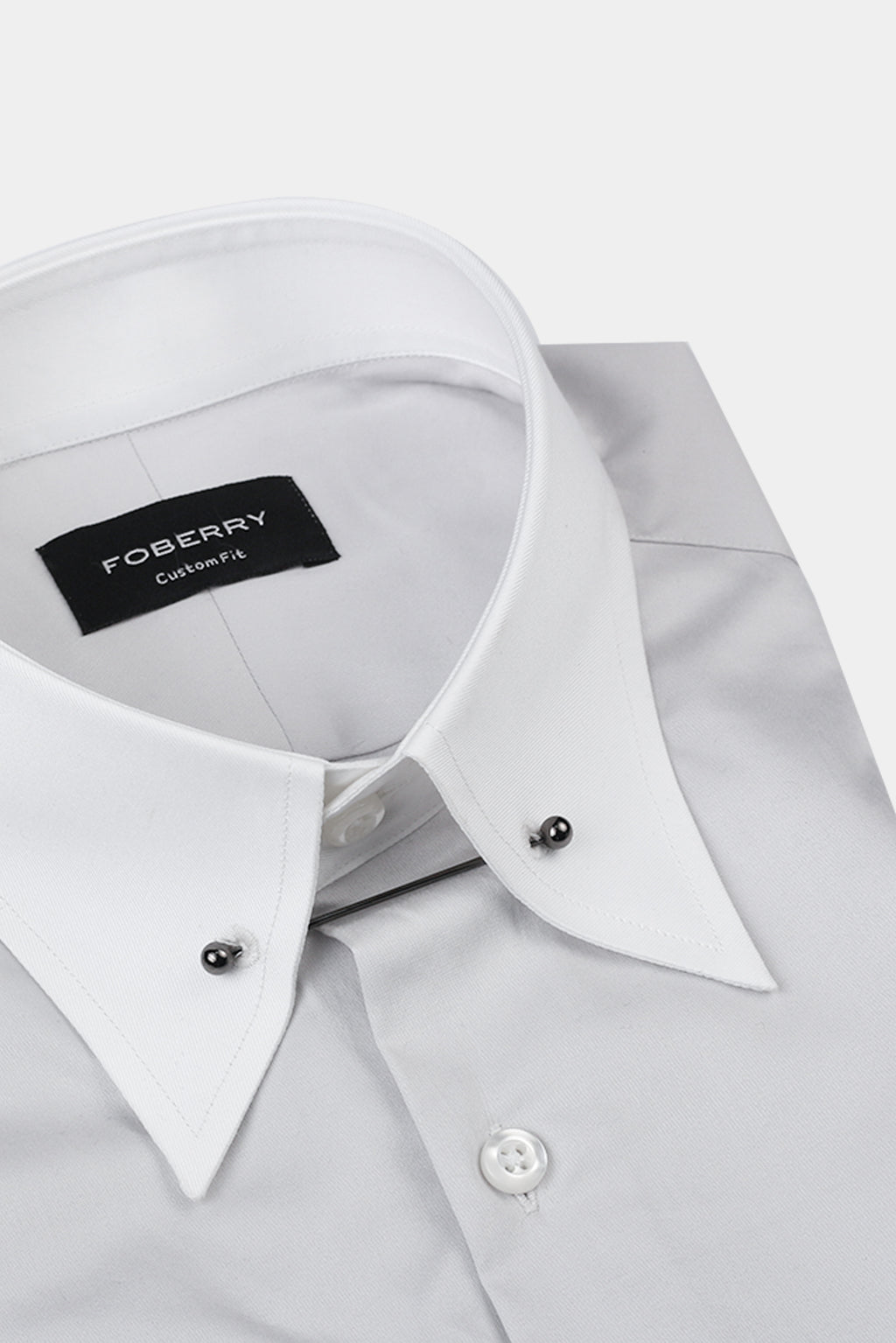 Ash Grey Egyptian Poplin Pin Collar Shirt