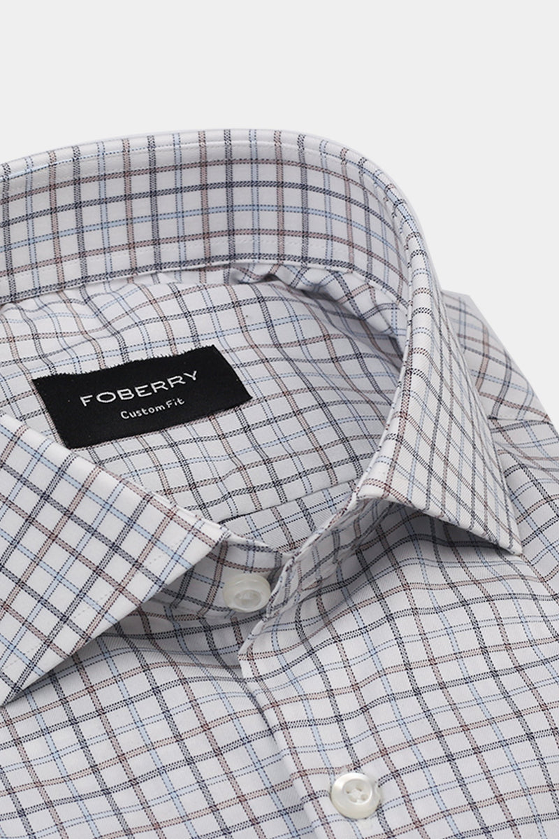 Hazel wood & Blue Grid Egyptian Shirt