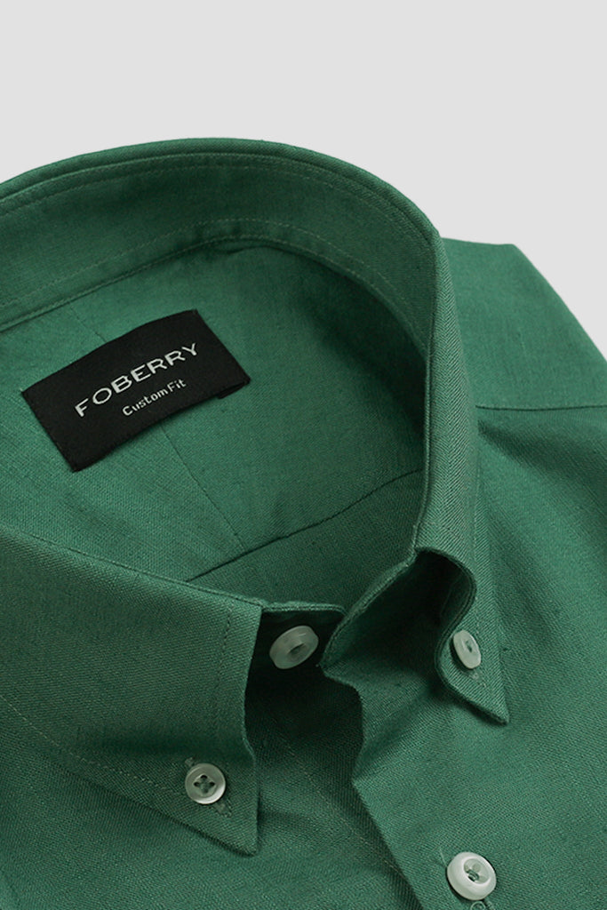 Jade Green Irish Linen Shirt