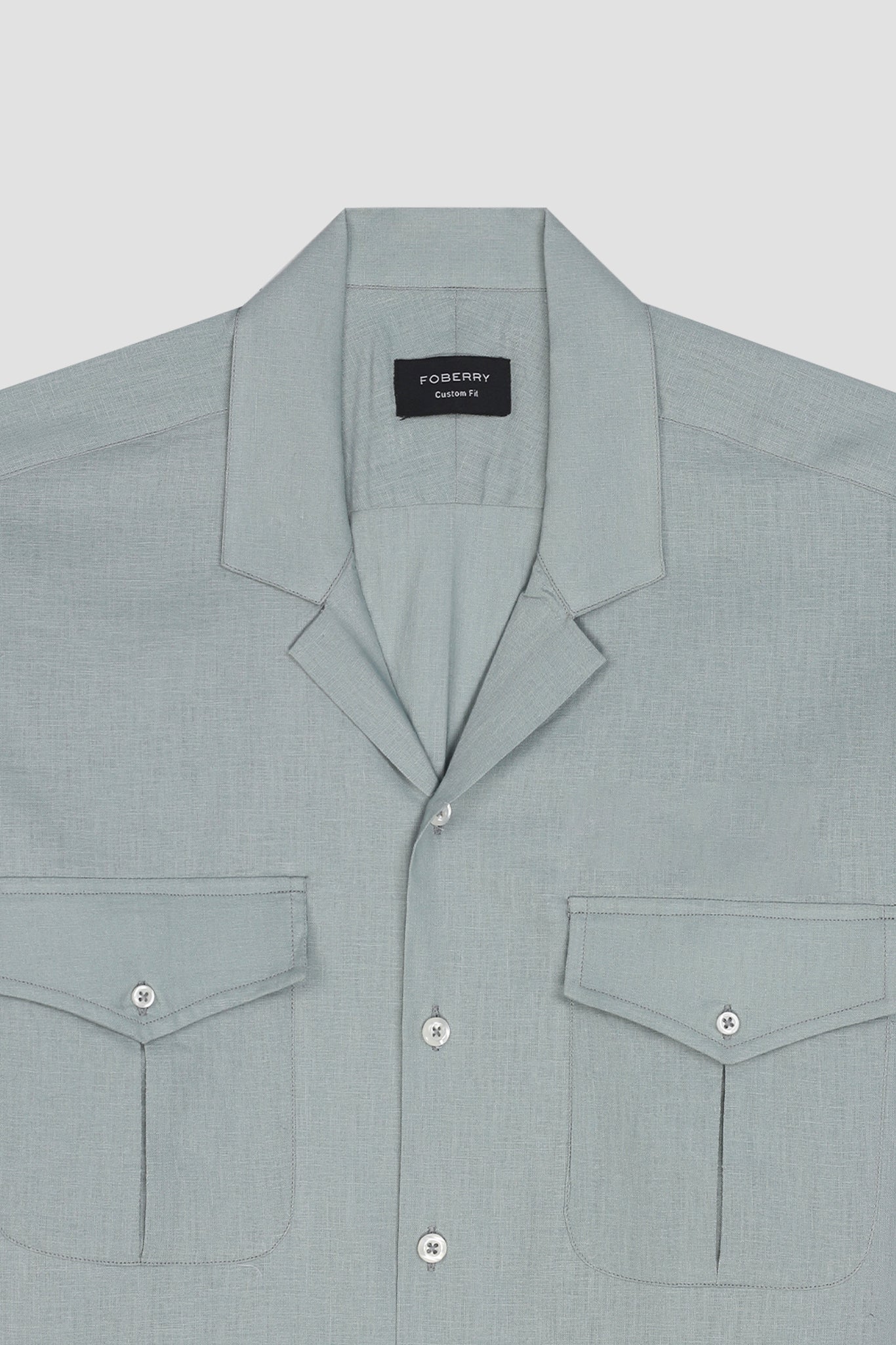 Aqua Grey Linen Safari Shirt