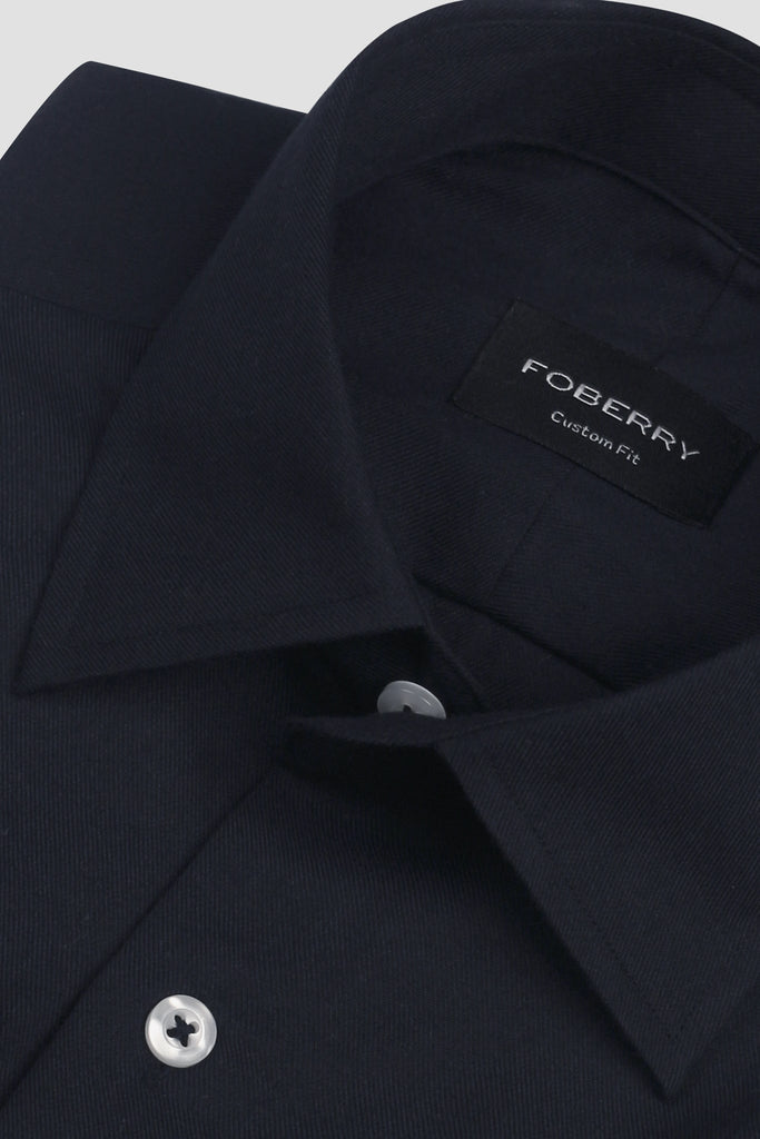 Soft Navy Blue Twill 2 Ply Cotton Shirt