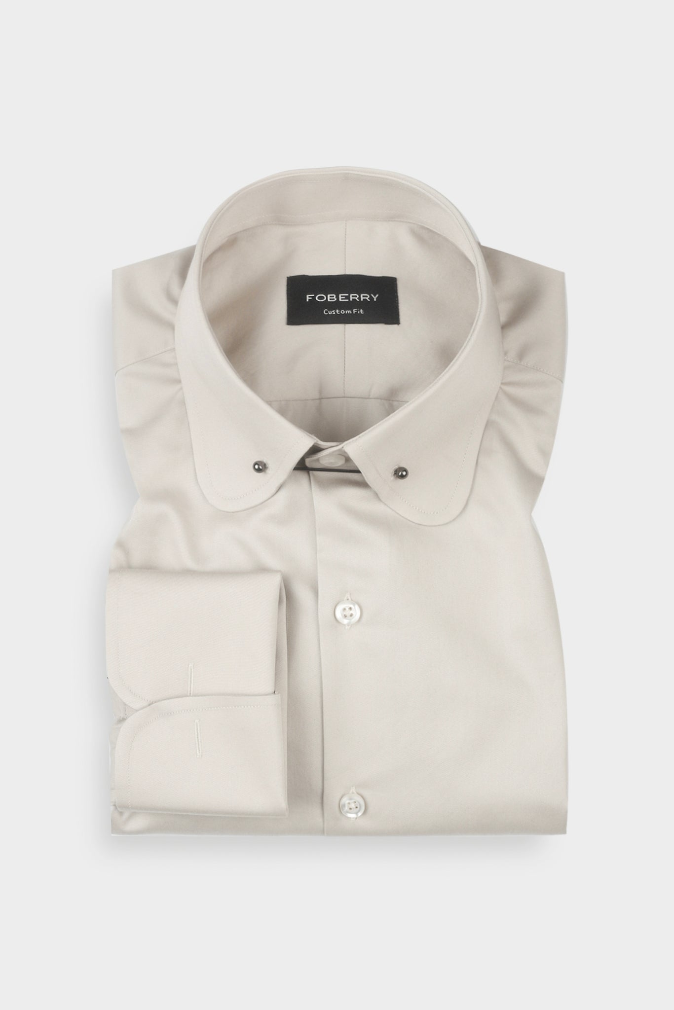 Light Beige Egyptian Poplin Pin Collar Shirt