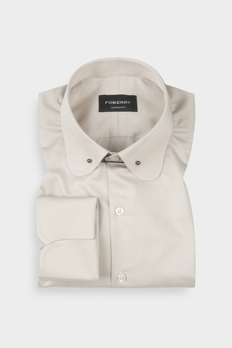 Light Beige Egyptian Poplin Pin Collar Shirt