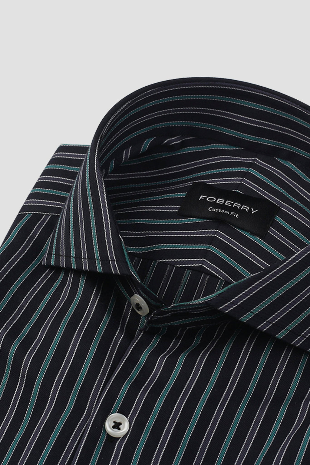Teal Green and Grey Striped Shirt