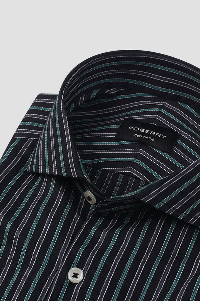 Teal Green and Grey Striped Shirt