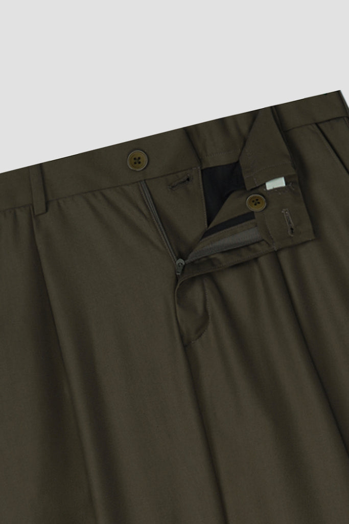 Olive Brown Tropical Wool Blended Dress Pant