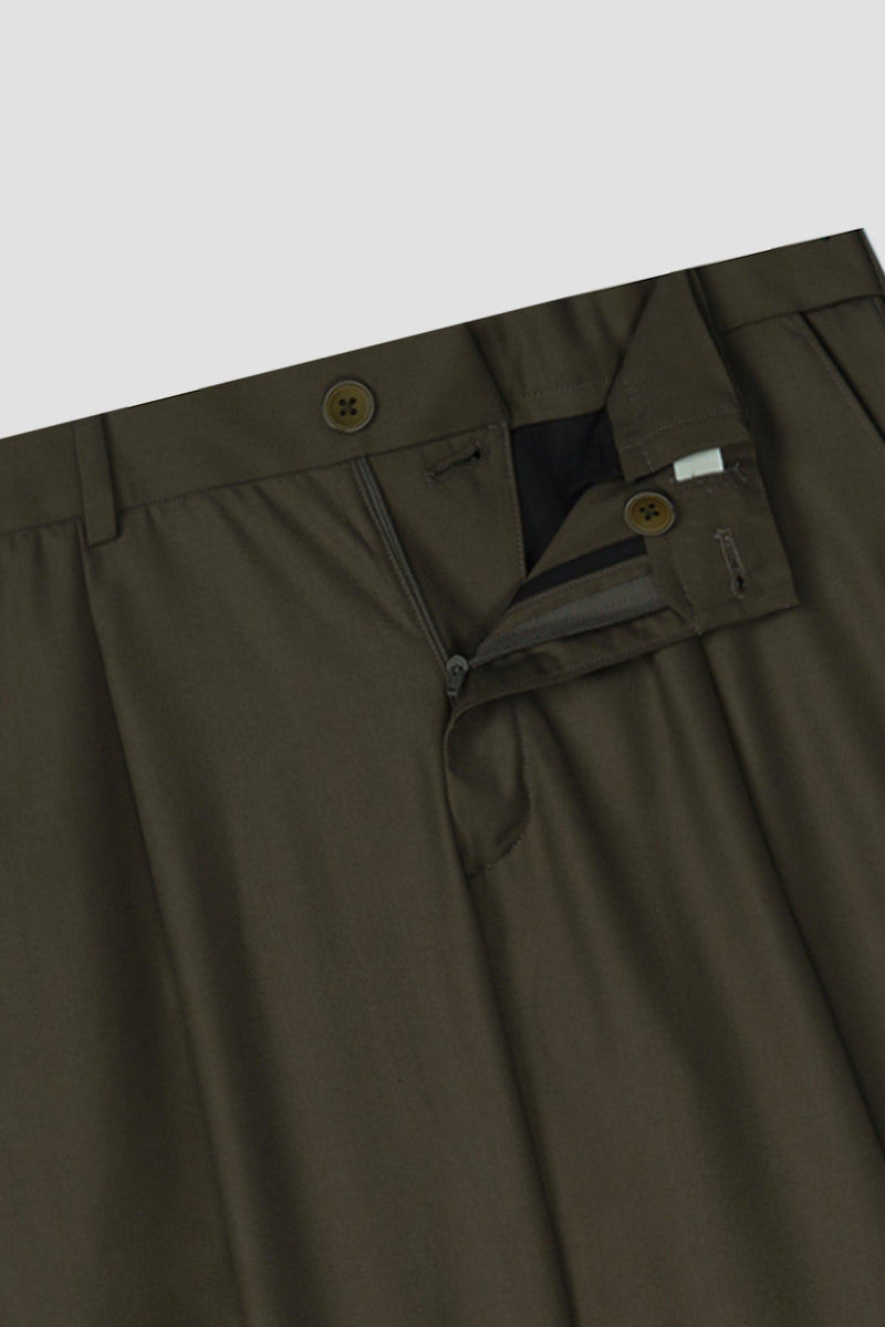 Olive Brown Tropical Wool Blended Dress Pant