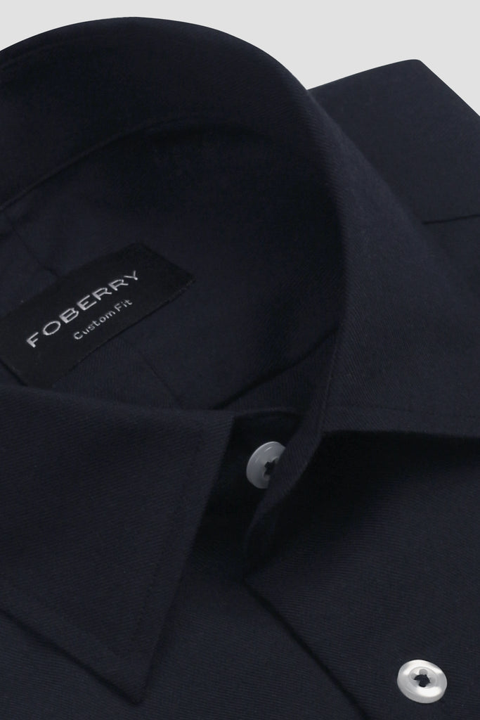 Soft Navy Blue Twill 2 Ply Cotton Shirt