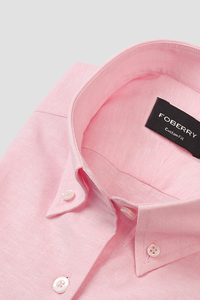 Soft Powder Pink Italian Linen Shirt