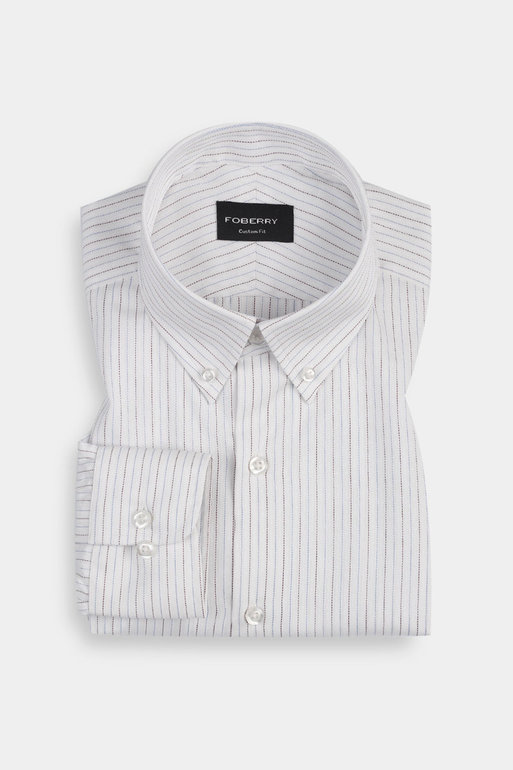 Brown & Blue Stitch Striped Shirt