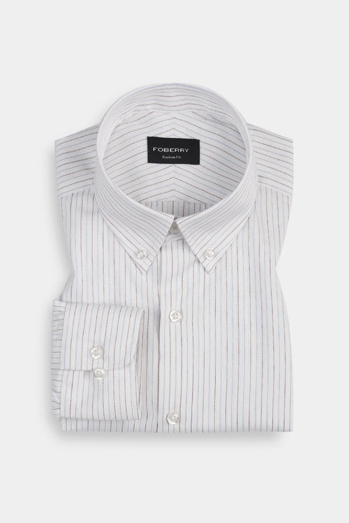Brown & Blue Stitch Striped Shirt