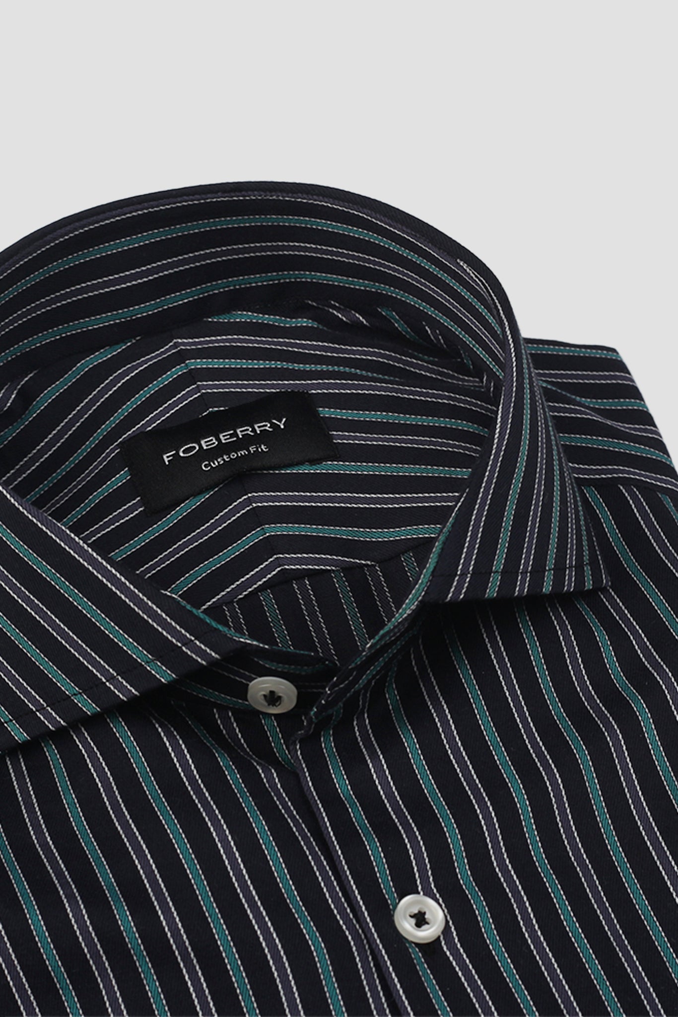 Teal Green and Grey Striped Shirt