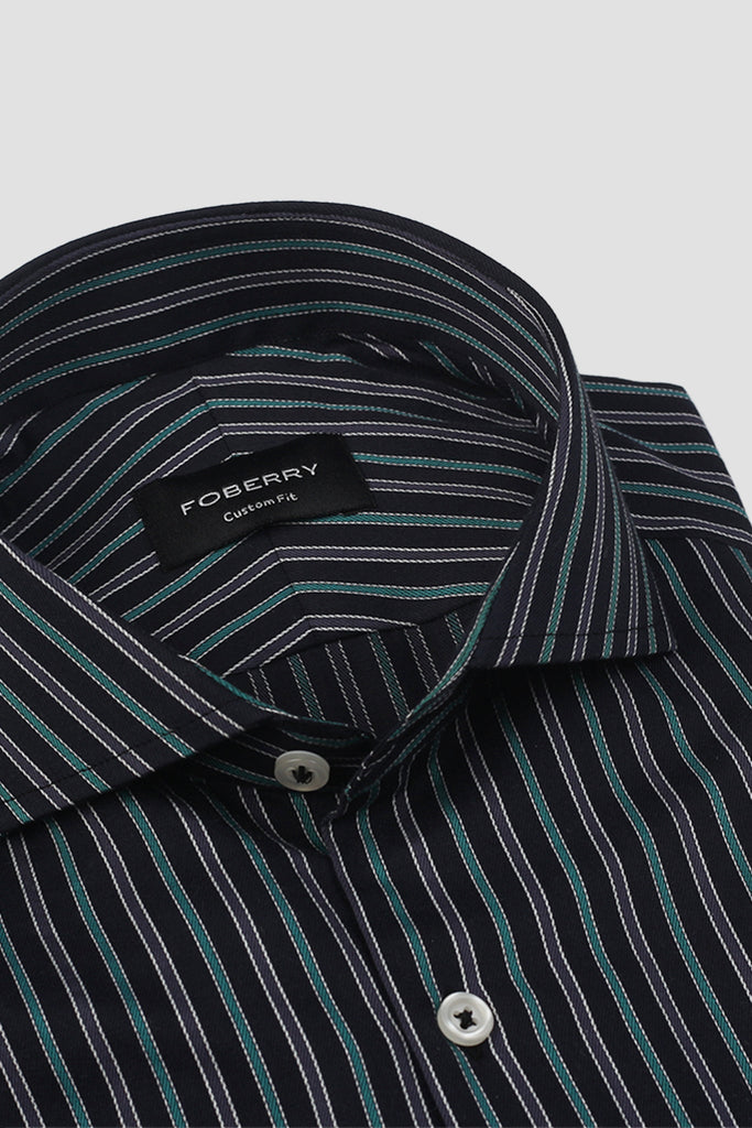 Teal Green and Grey Striped Shirt