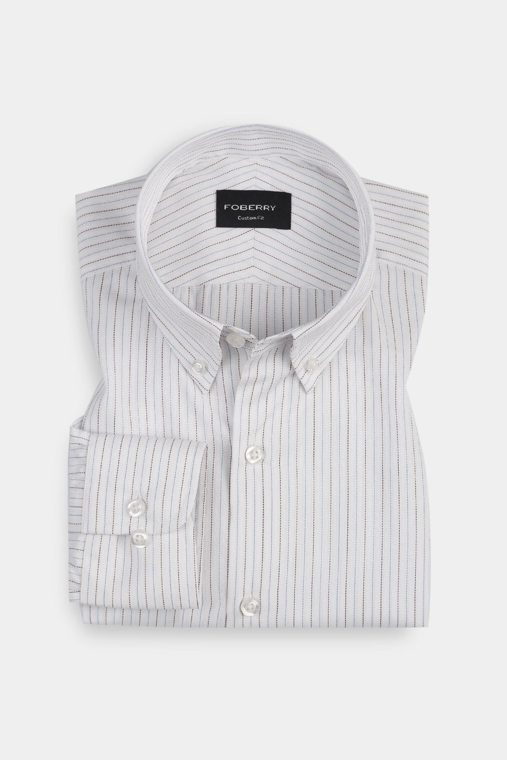 Brown & Blue Stitch Striped Shirt