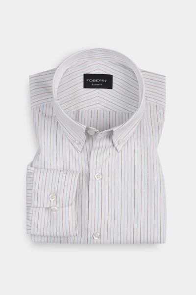 Brown & Blue Stitch Striped Shirt