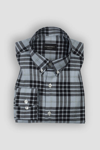 Sky Blue Tartan Winter Flannel Shirt