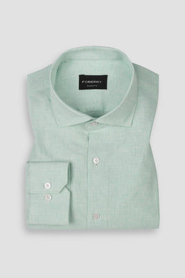 Pastel Green Structured Cotton Linen Shirt