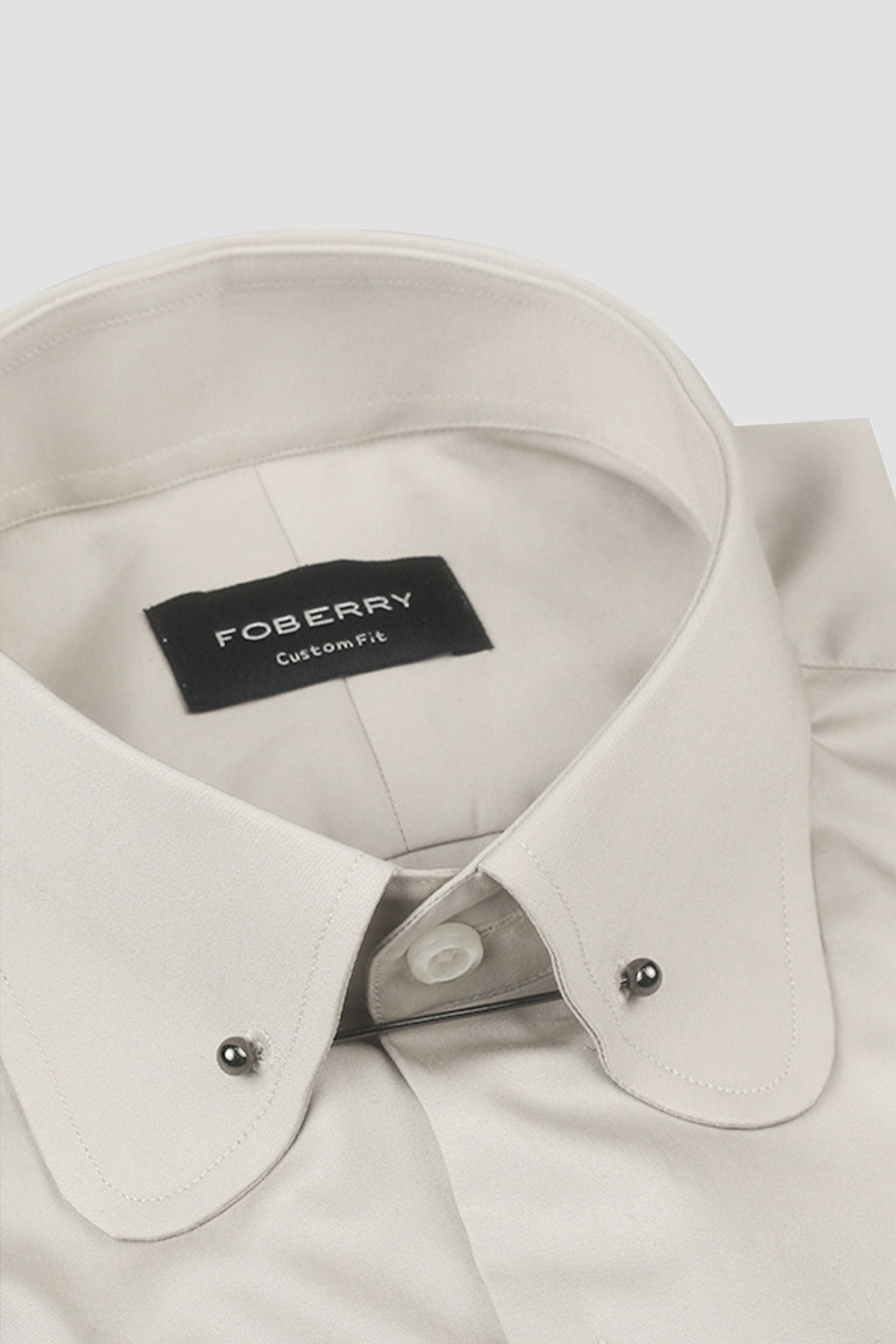 Light Beige Egyptian Poplin Pin Collar Shirt