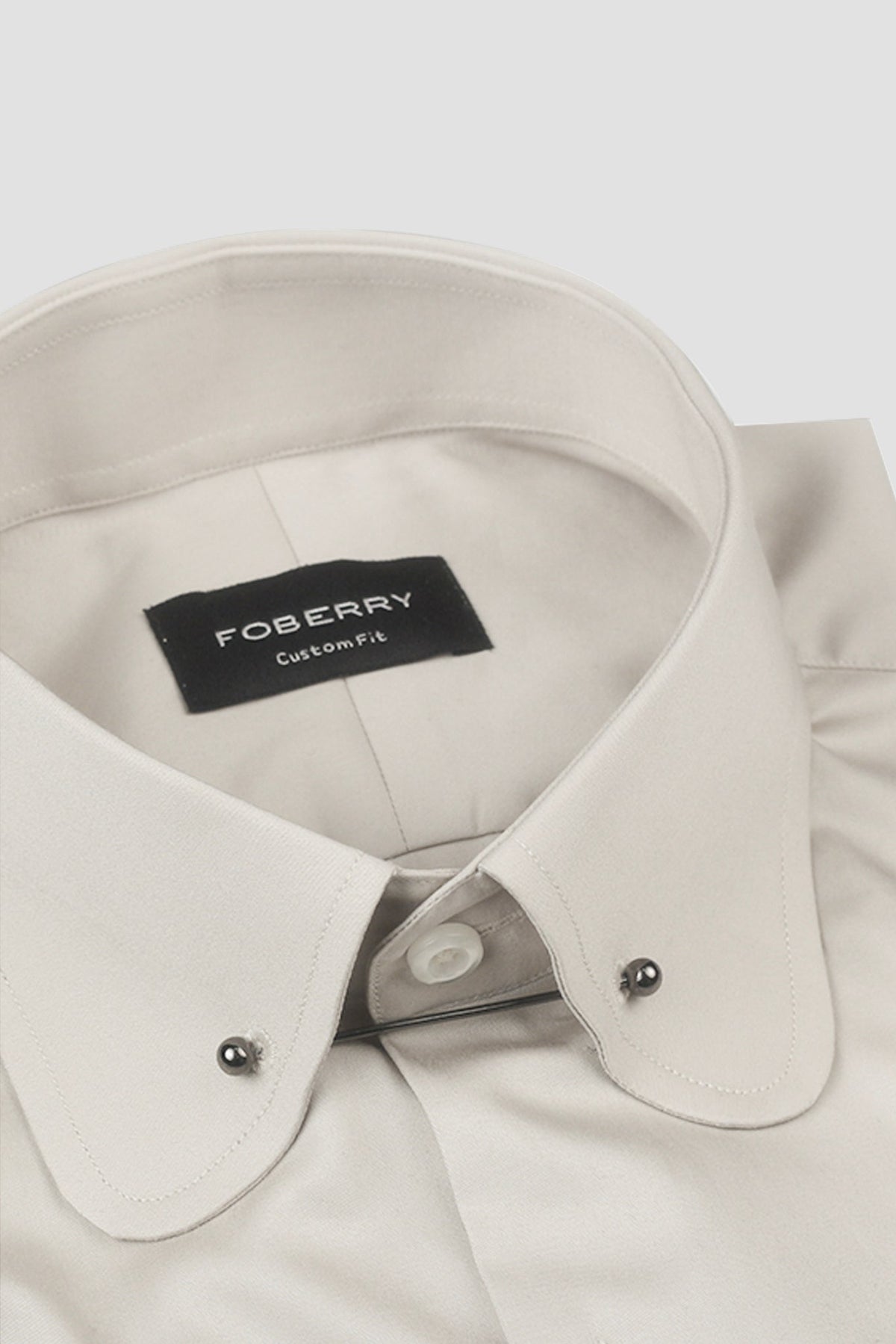 Light Beige Egyptian Poplin Pin Collar Shirt
