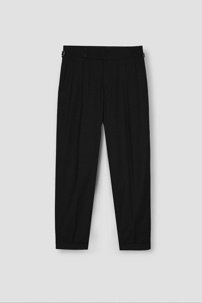 Jet Black Tropical Wool Blended Dress Pant