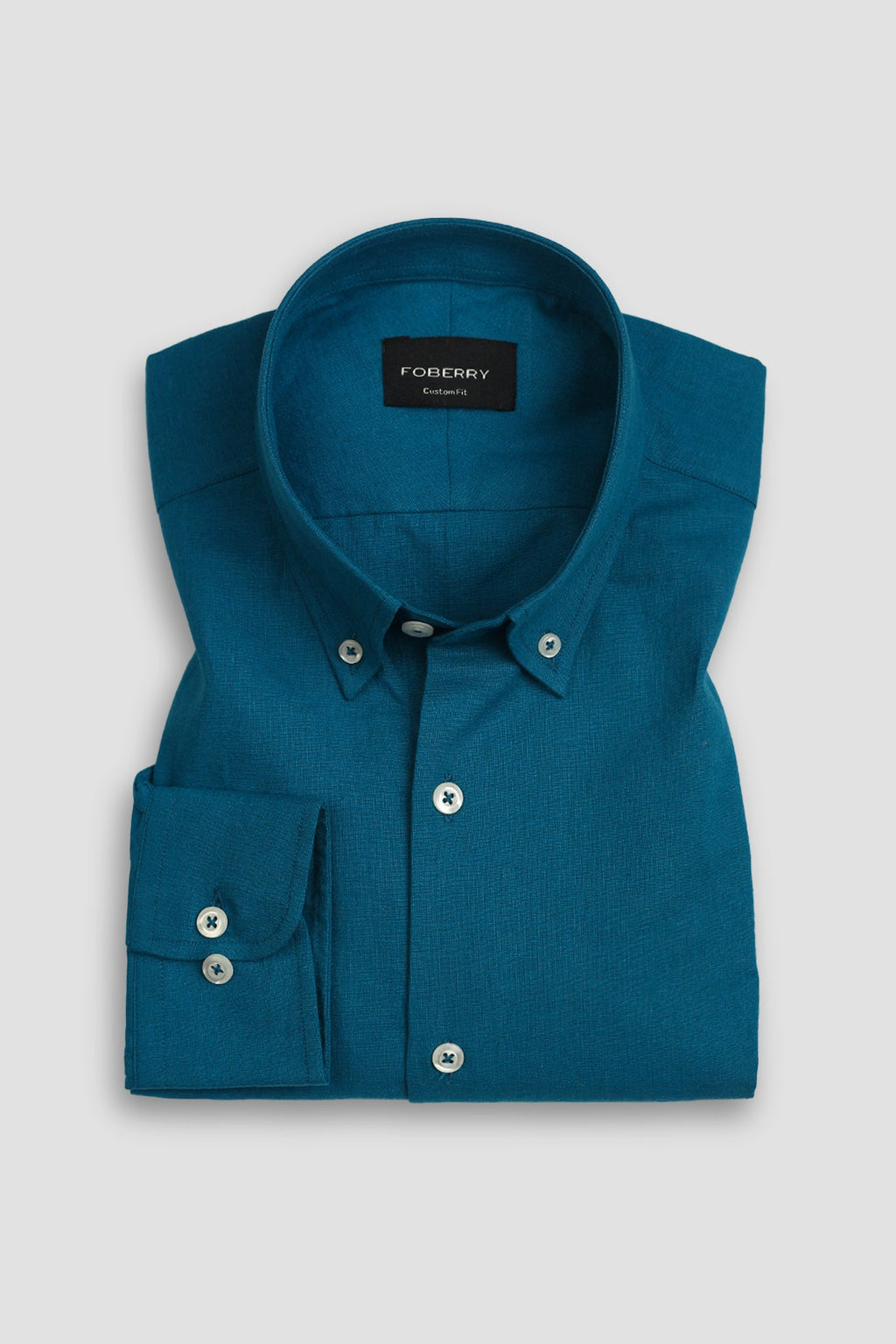 Soft Teal Blue Irish Linen Shirt