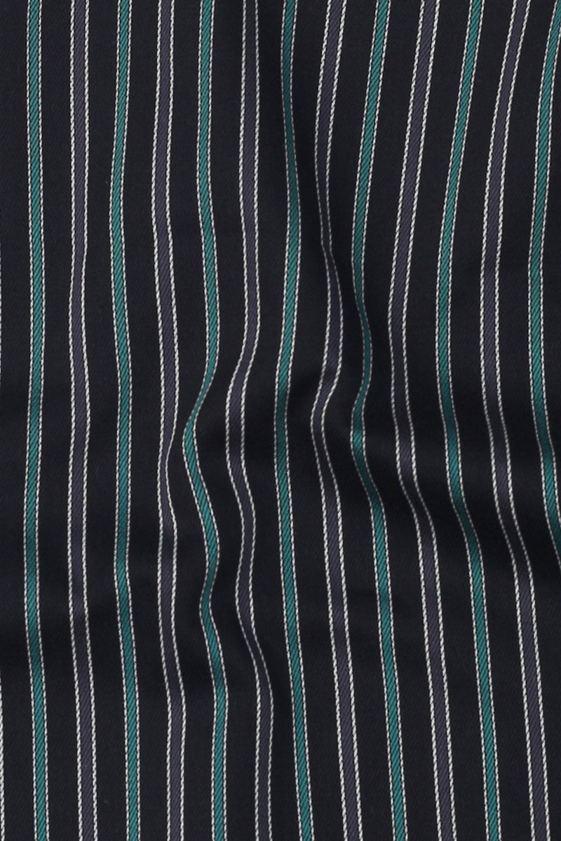 Teal Green and Grey Striped Shirt