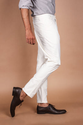 Milky White Five Pocket Corduroy Trouser - Foberry USA