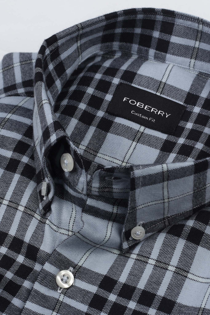 Sky Blue Tartan Winter Flannel Shirt