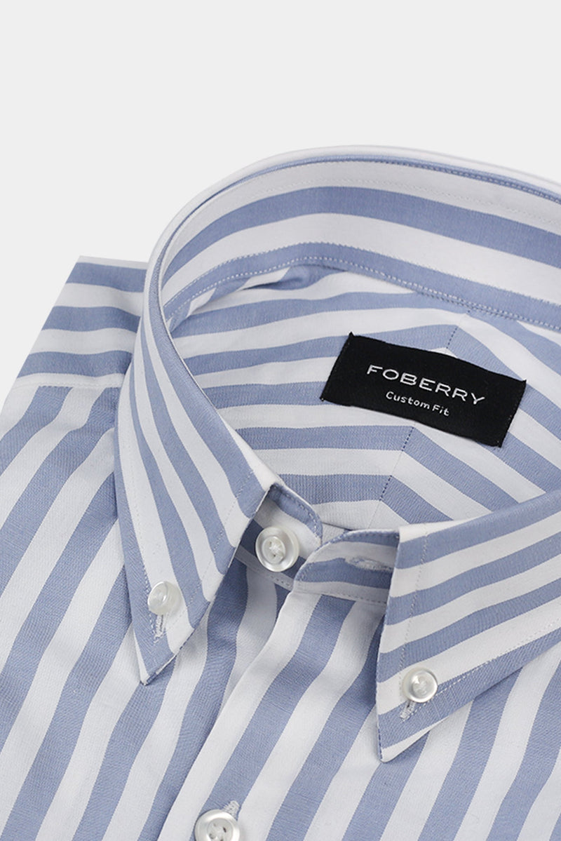 Sapphire Blue Bold Stripes Button Down Shirt