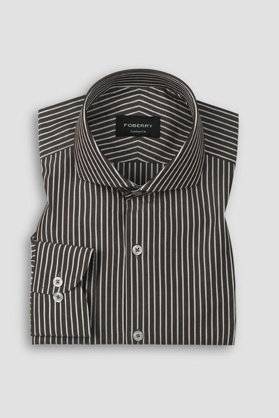 Dark Wood Brown Striped Shirt
