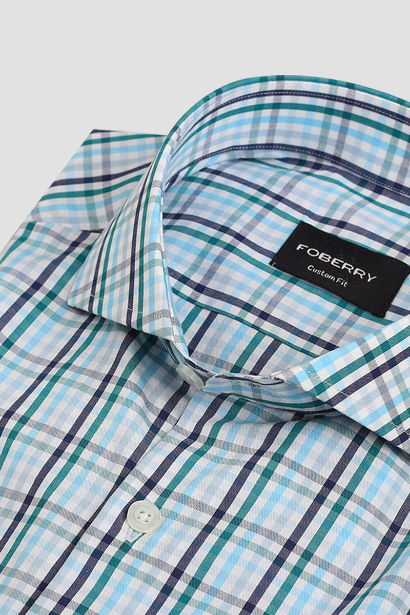Soft Blue Green Gingham Shirt