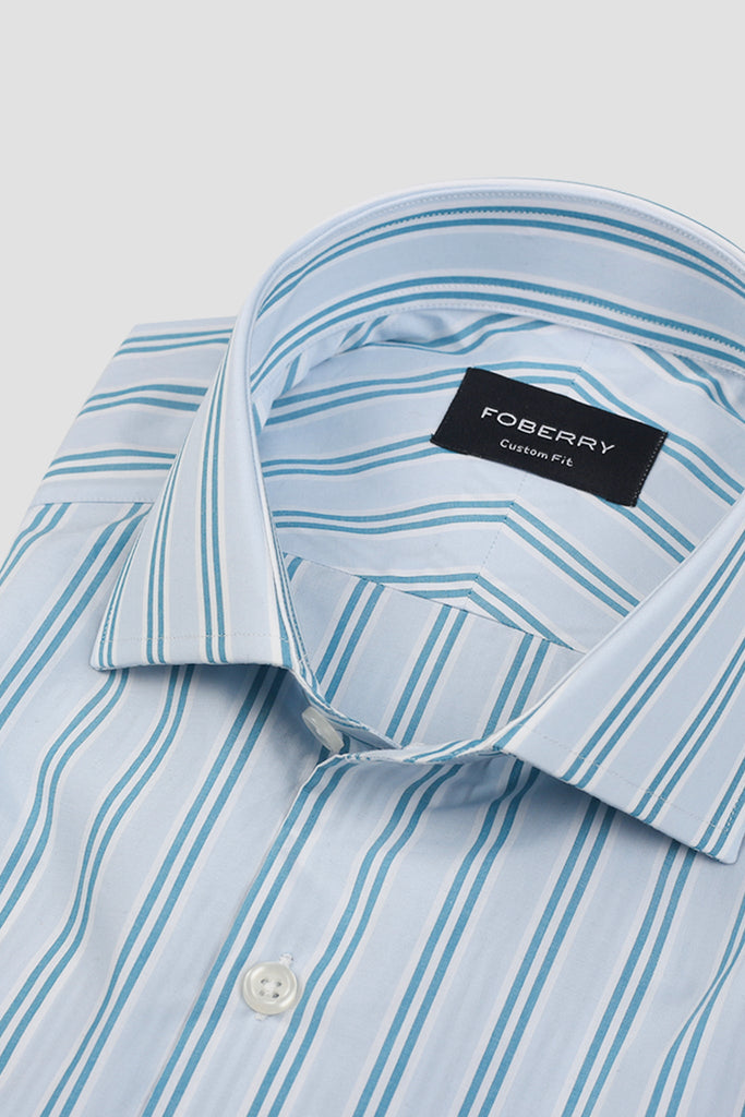 Soft Teal Green Dual Striped Shirt