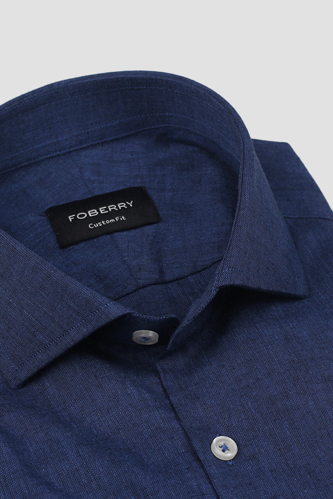 Soft Cobalt Blue Irish Linen Shirt