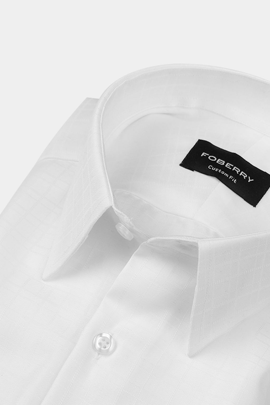 White Dobby Micro Windowpane Shirt