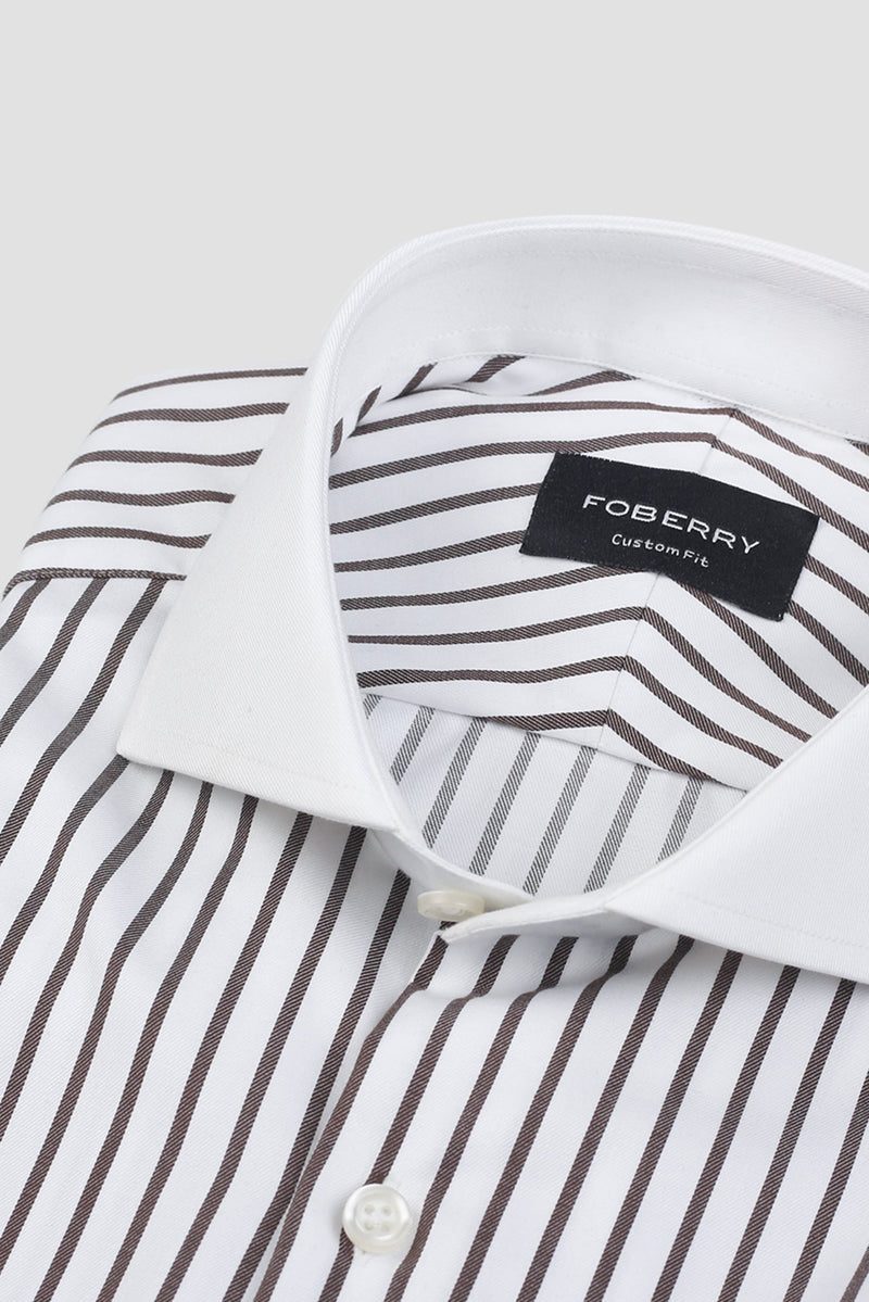 Brown Twill Striped Shirt